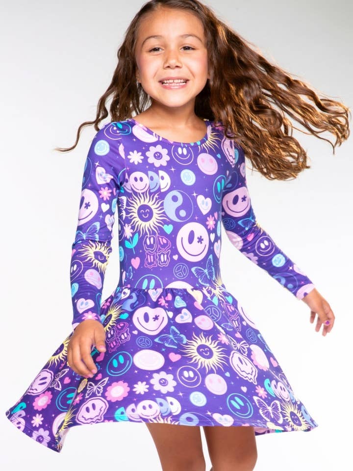 Simply Soft Long Sleeve Be Happy Dress.. for wholesale by PixieLane