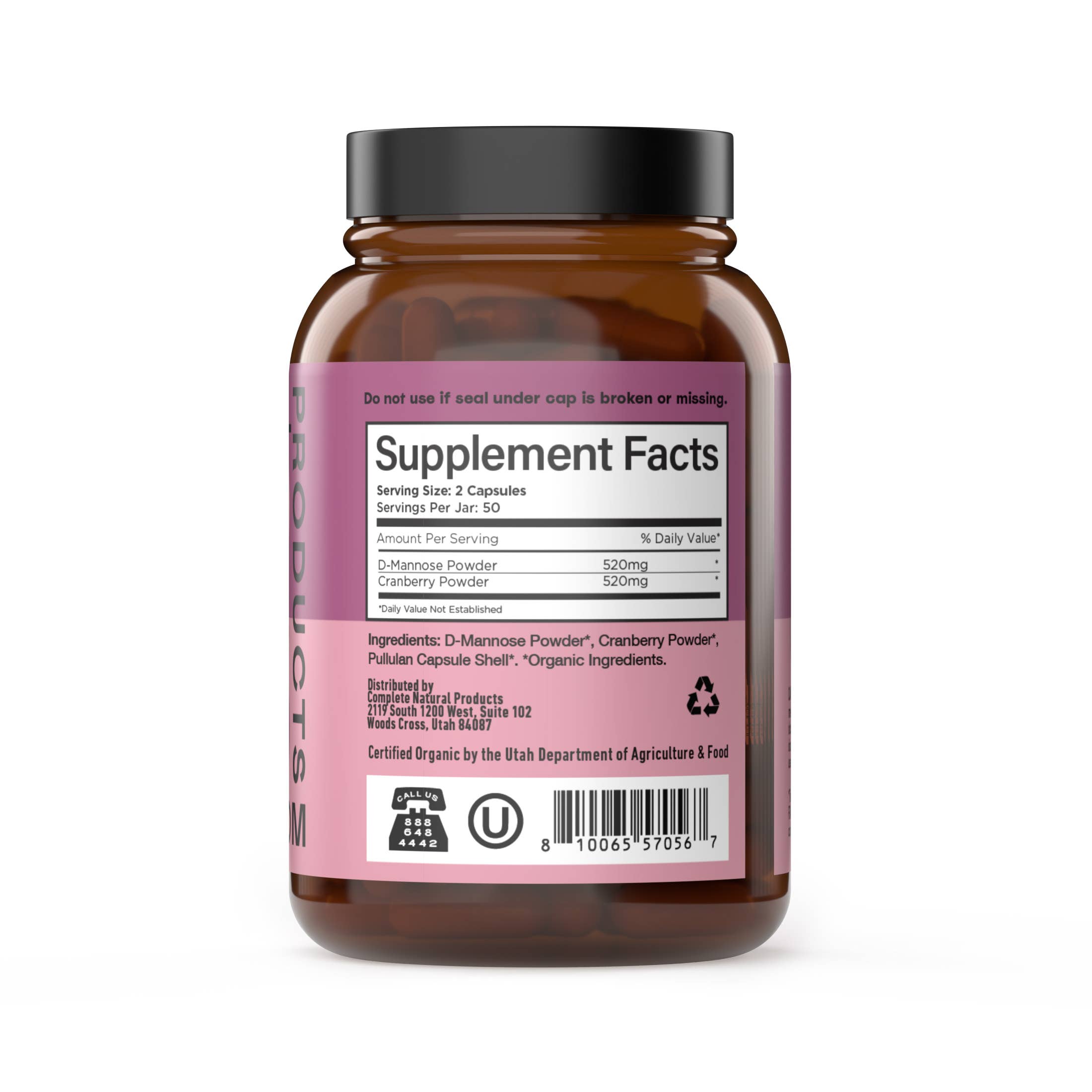 Complete Natural Products - Wholesale Oral Supplement/Vitamin - Organic D-Mannose & Cranberry Capsules2