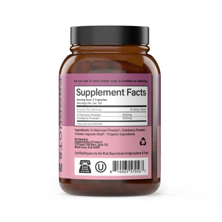 Complete Natural Products - Wholesale Oral supplement/vitamin - Organic D-Mannose & Cranberry Capsules2