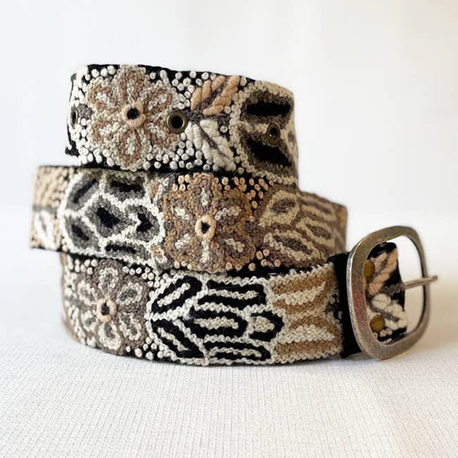 Jenny Krauss - Wholesale Belt - Women's - Monochromatic Embroidered Wool Belt, Black