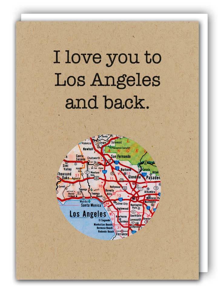 I Love You to Los Angeles and back, Mini Card, Customize for wholesale by Granny Panty Designs