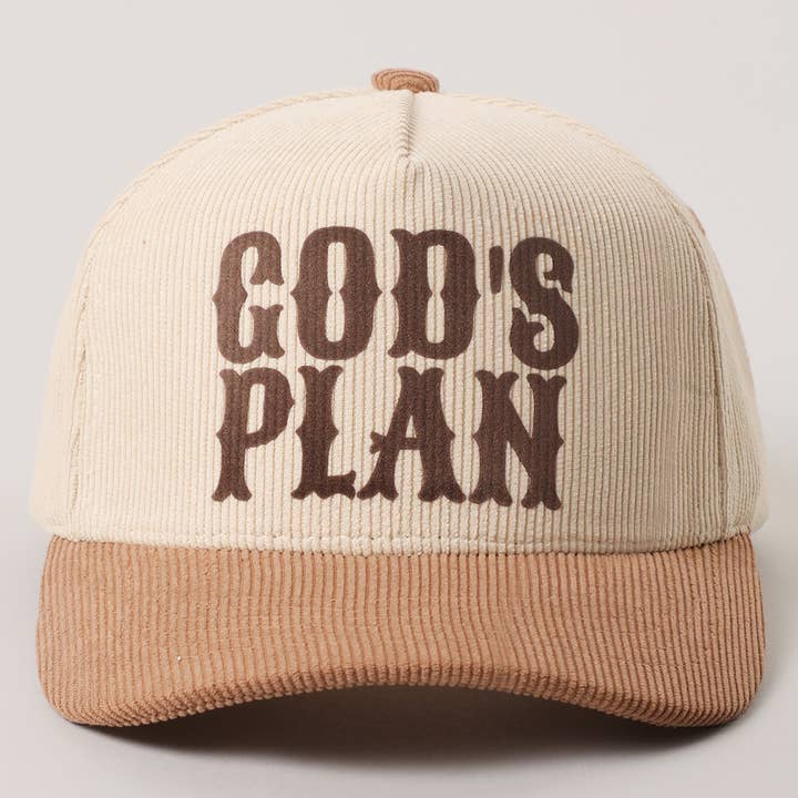 Fashion City - Wholesale Trucker hat – Unisex - GOD'S PLAN Typographic Corduroy Trucker Hat