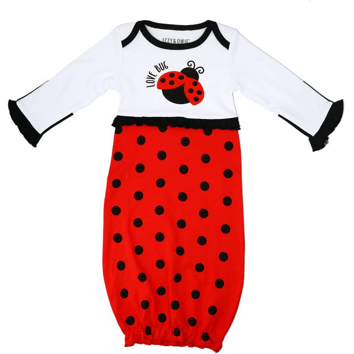 Spotted Ladybug - 0-3 Months Gown with Mitten Cuffs for wholesale by Pavilion