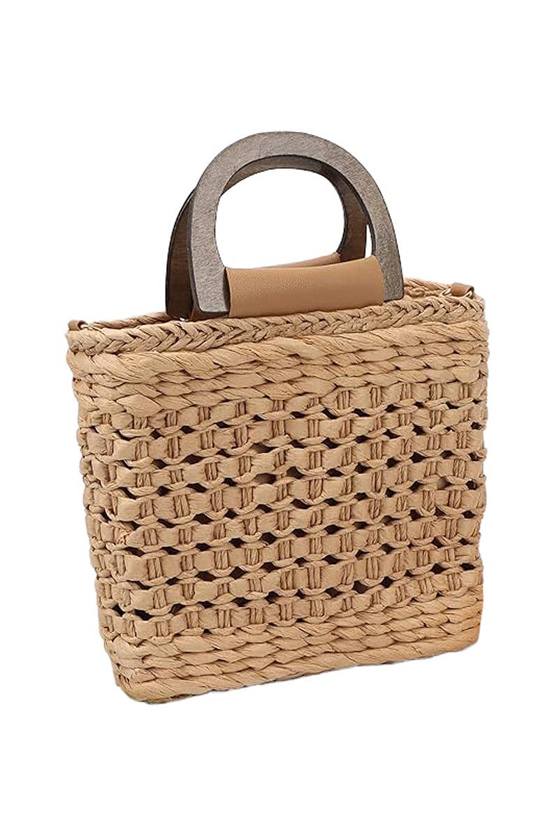 Cap Zone - Wholesale Beach Bag - Square Basket Weave Rattan Crossbody Beach Bag4