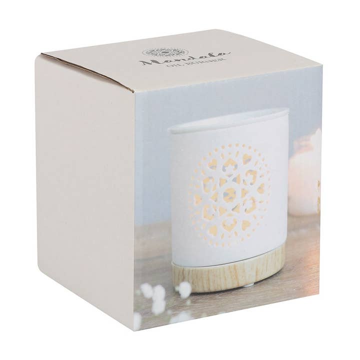 Something Different Wholesale - Wholesale Wax Warmer - White Mandala Cut Out Oil Burner and Wax Warmer