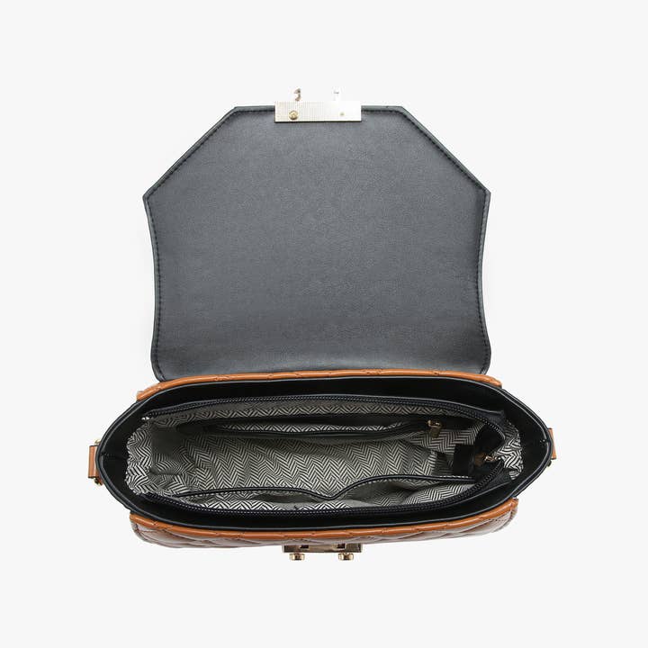 Jen & Co. – Engroshandel Crossbodytaske - Dame – M2407 Lou Square Quiltet Crossbody m/Push Lock3