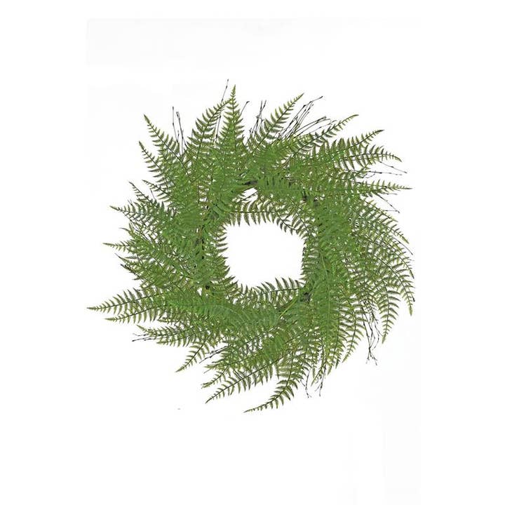 Select Artificials, Inc. - Wholesale Wreath - Fern Wreath With Twigs, 24", Tt/Green