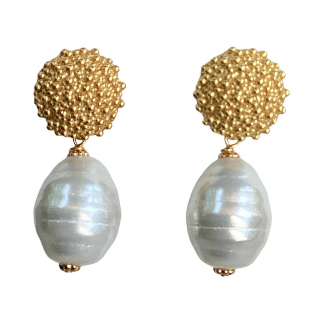 Julie Ryan Design - Wholesale Dangle Earrings - Corrine Gold Plated Baroque Pearl Dangle Earrings