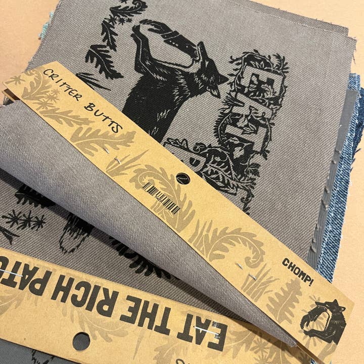 Critter Butts - Wholesale Patch - Eat The Rich Patch - Screen print on thrifted denim5