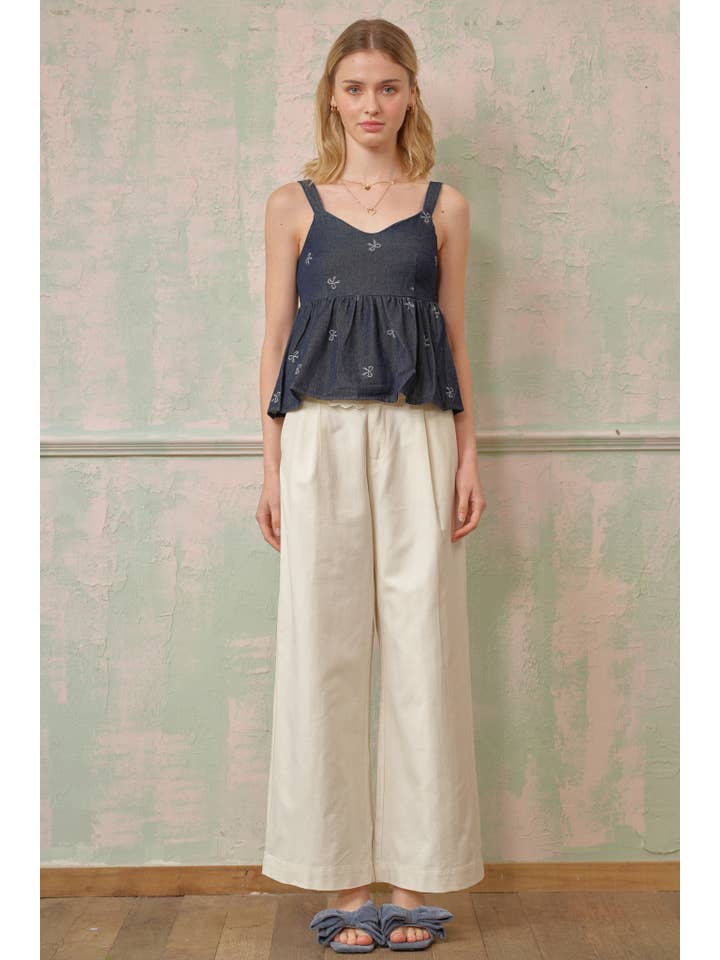 ROSIE POSIE - Wholesale Blouse - Women's - RP2716 - Denim Bow Detail Babydoll Top6