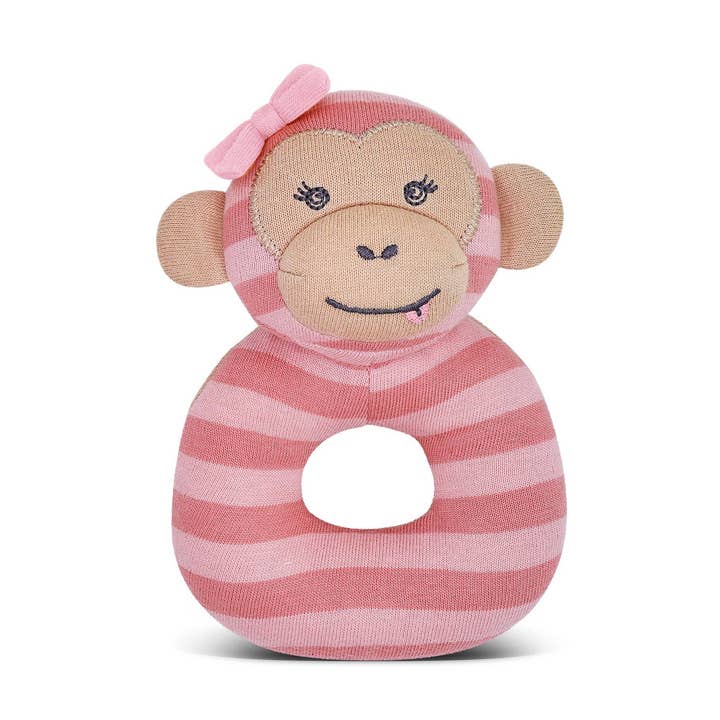 Maggie Monkey - Teething Rattle for wholesale by Organic Farm Buddies