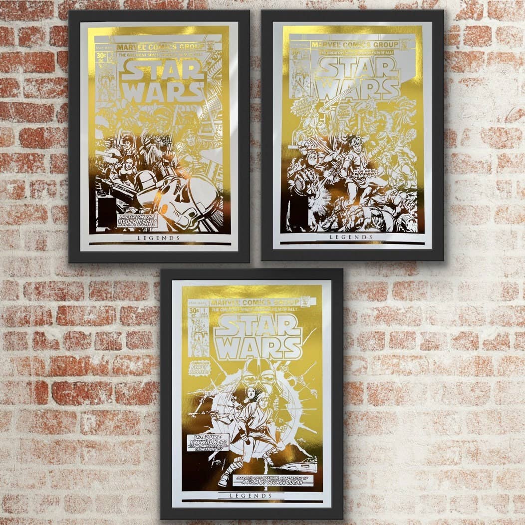 Billies Inks - Vente Set d'éléments de galerie photo - Set de 3 affiches en foil des couvertures de comics Star Wars5