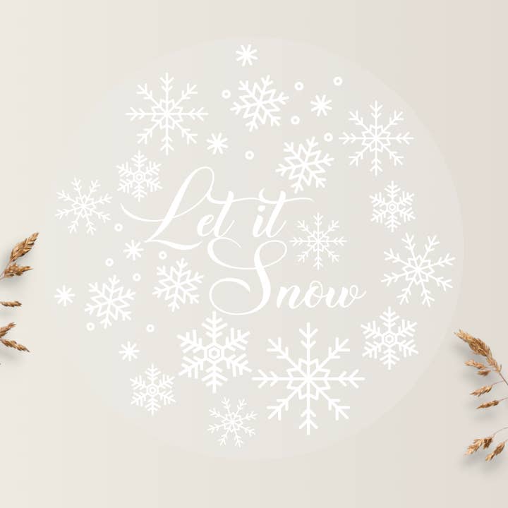 CLEAR WEATHERPROOF LET IT SNOW CHRISTMAS WHITE VINYL STICKER for wholesale by Drifting Souls Paper Co.