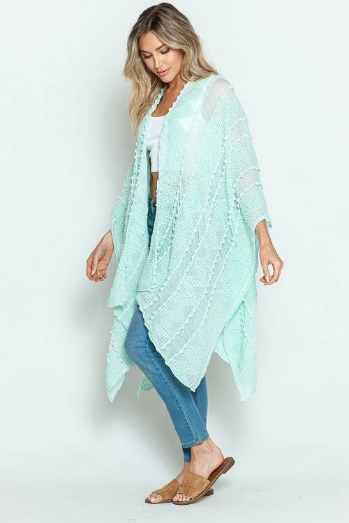 Justin & Taylor - Wholesale Kimono - Women's - Puffer-Up | Soft Textured Cover-Up Kimono With Pom Detail61
