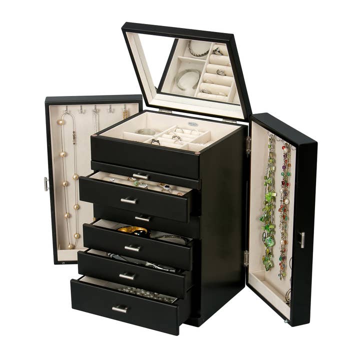 Mele and Co - Wholesale Jewelry Box/Organizer - Mele and Co Geneva Large Wooden Jewelry Box in Java Finish