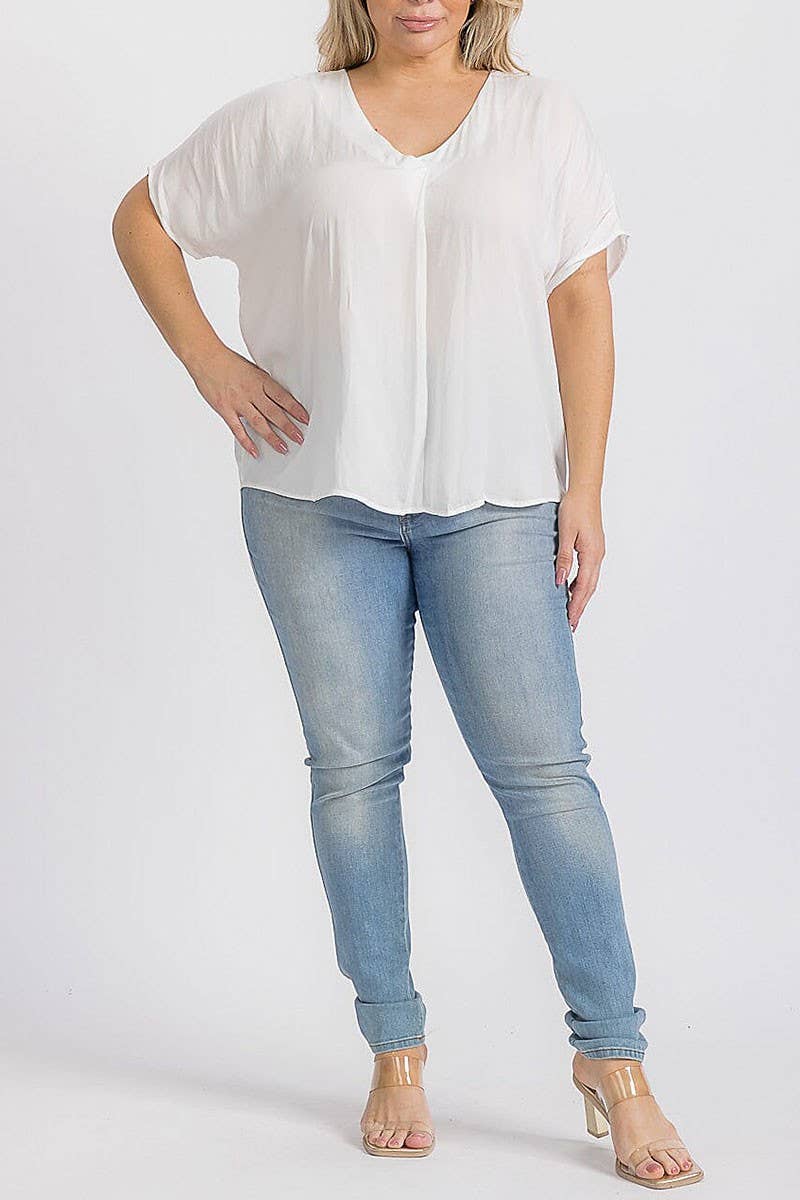 ROUSSEAU - Venta al por mayor Blusa - Mujer - Blusa túnica de manga corta con cuello en V9