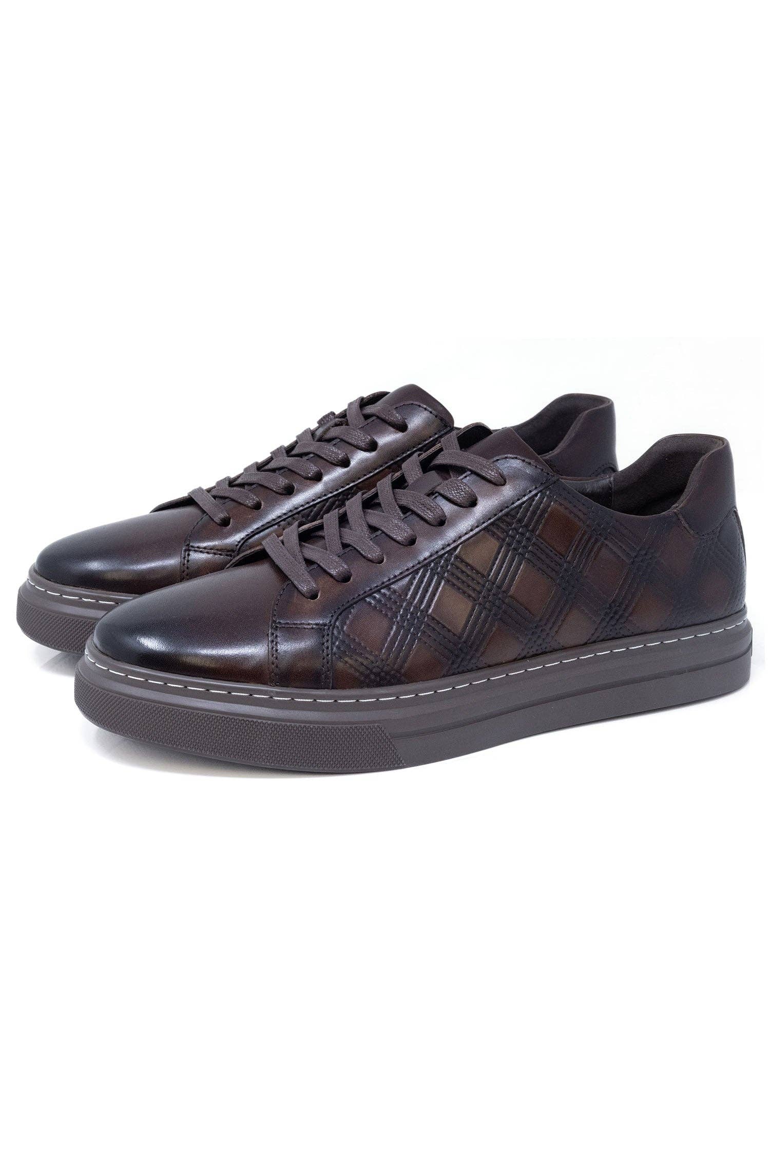 BARABAS - Wholesale Lifestyle Sneakers - Men's - Men's Checkered Lace-up Leather Sneakers 5SH098