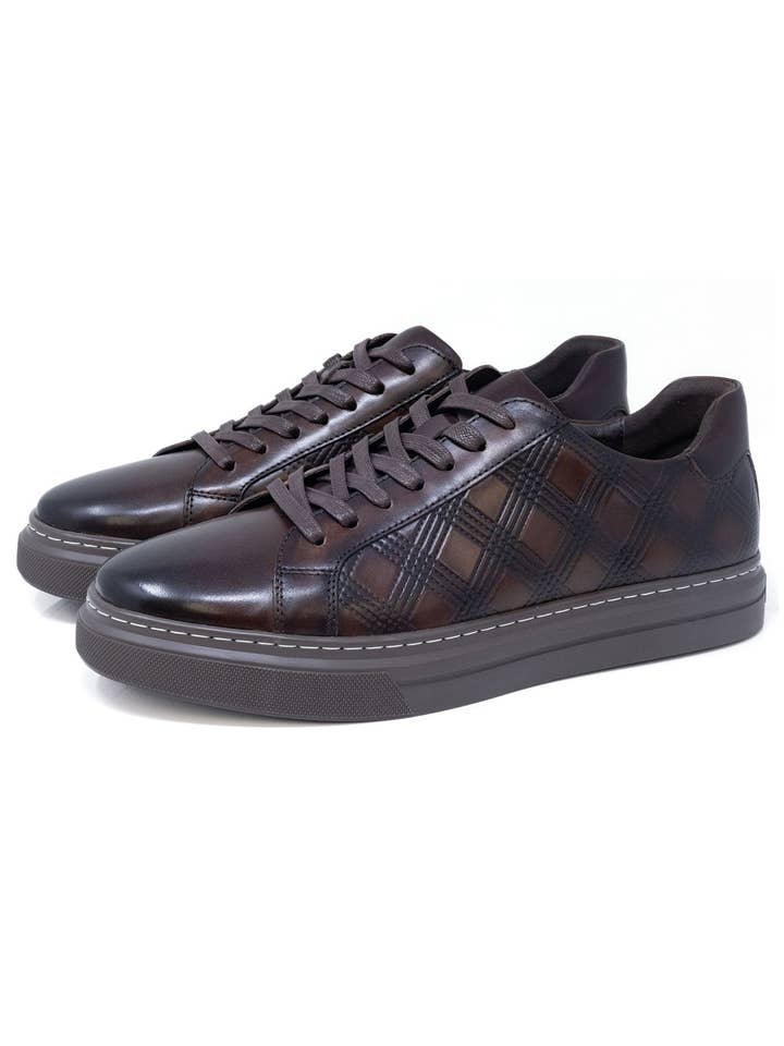 BARABAS - Wholesale Lifestyle Sneakers - Men's - Men's Checkered Lace-up Leather Sneakers 5SH098