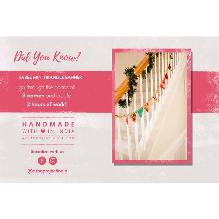 Asha Project - Wholesale Bunting/Garland - Saree Mini Triangle Banner3