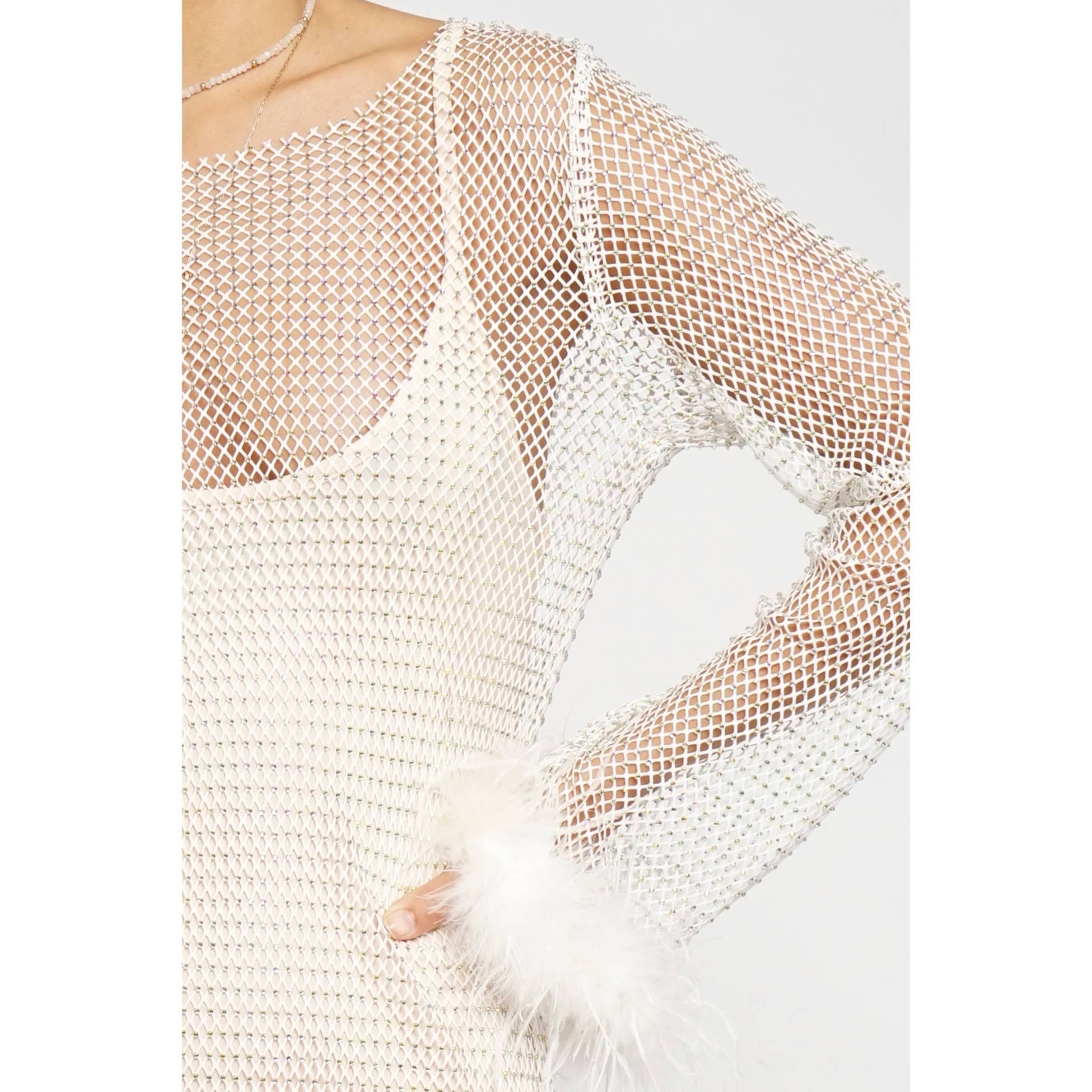 Sans Souci - Wholesale Dress - Women's - FEATHER TRIM CRYSTAL MINI DRESS7