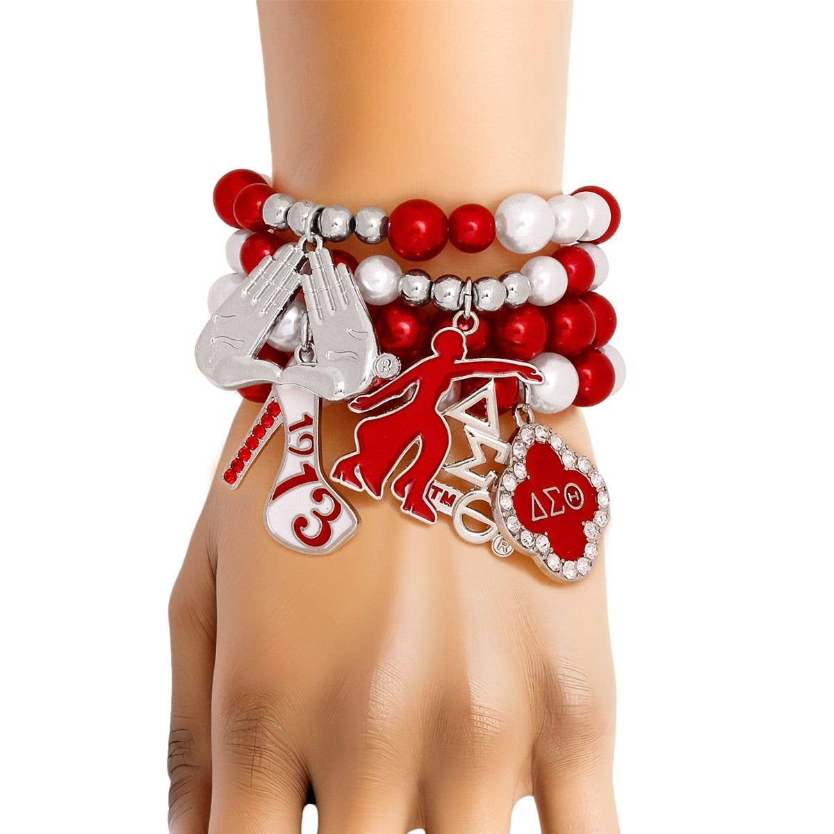 Wholesale Updated DST Red and White Pearl Charm Bracelets for your