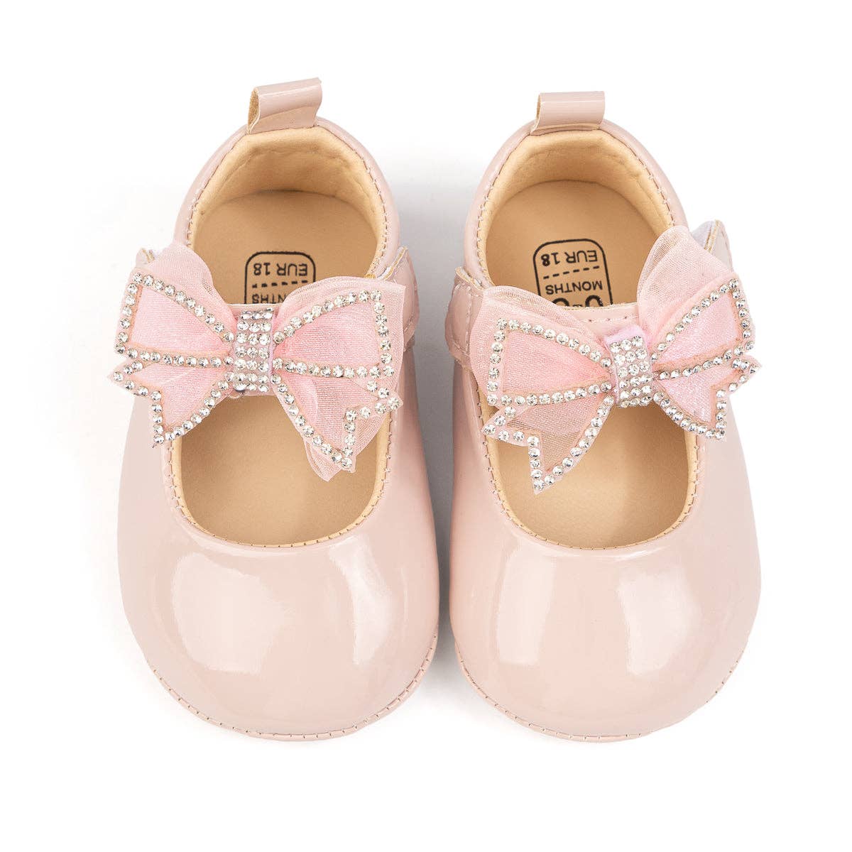 Kids Charm Online - Vente Chaussures de berceau – bébé - Chaussures pour bébé avec nœud avant et strass. (Rose) CG53663