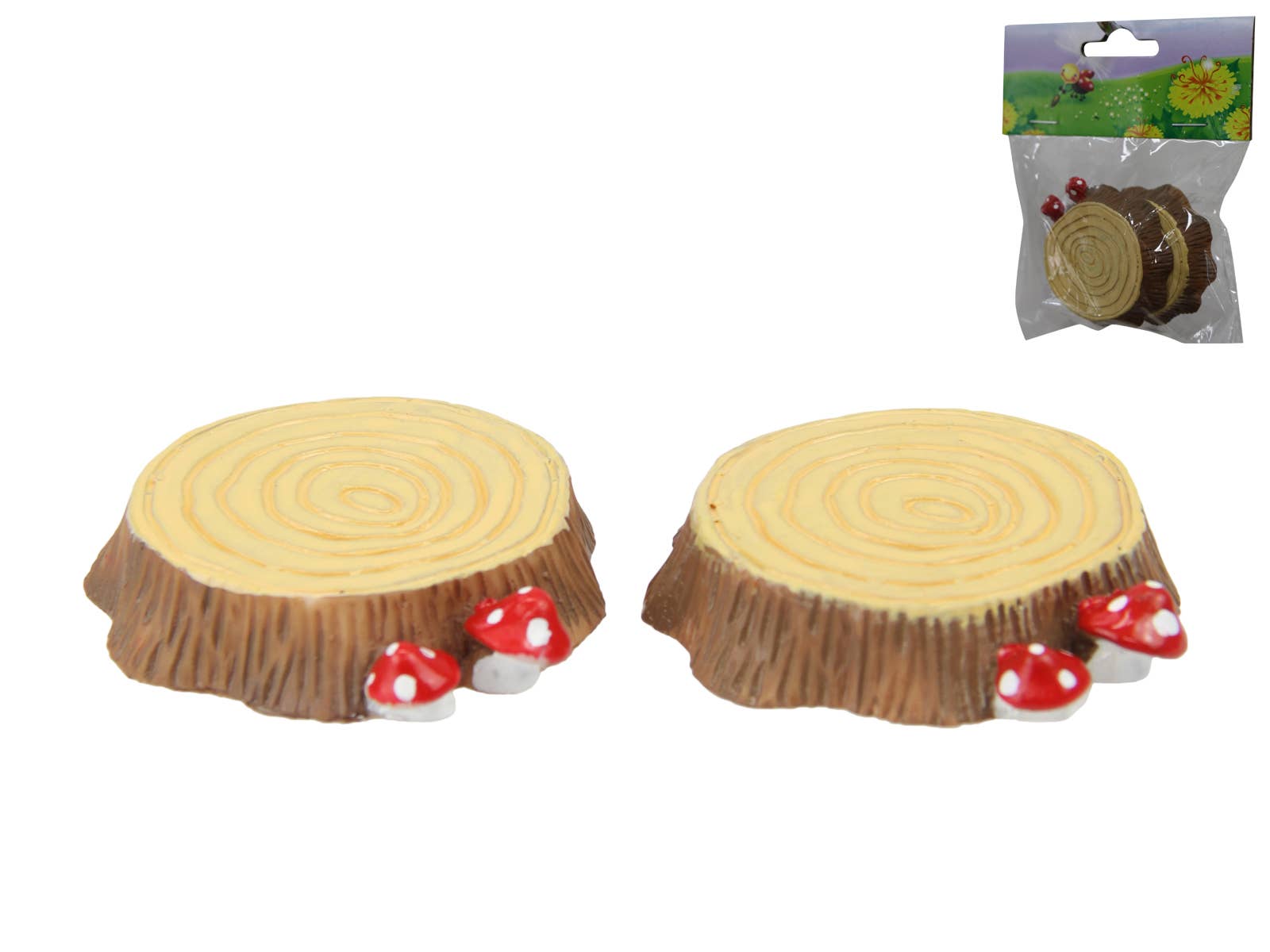 Cubby House by Malmar - Wholesale Outdoor Ornament/Decor - Set of 2 Fairy Garden Stump with Mushroom0