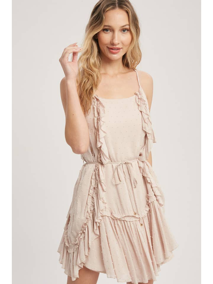 Bluivy - Wholesale Dress - Women's - LACE UP BACK RUFFLE MINI DRESS