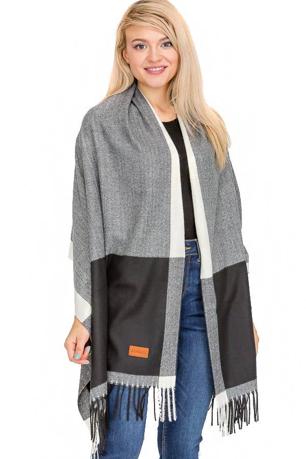 Cap Zone – wholesale Scarf – Women's – Classy Plaid Over Sized Virgin Wool Fuzzy Scarves4