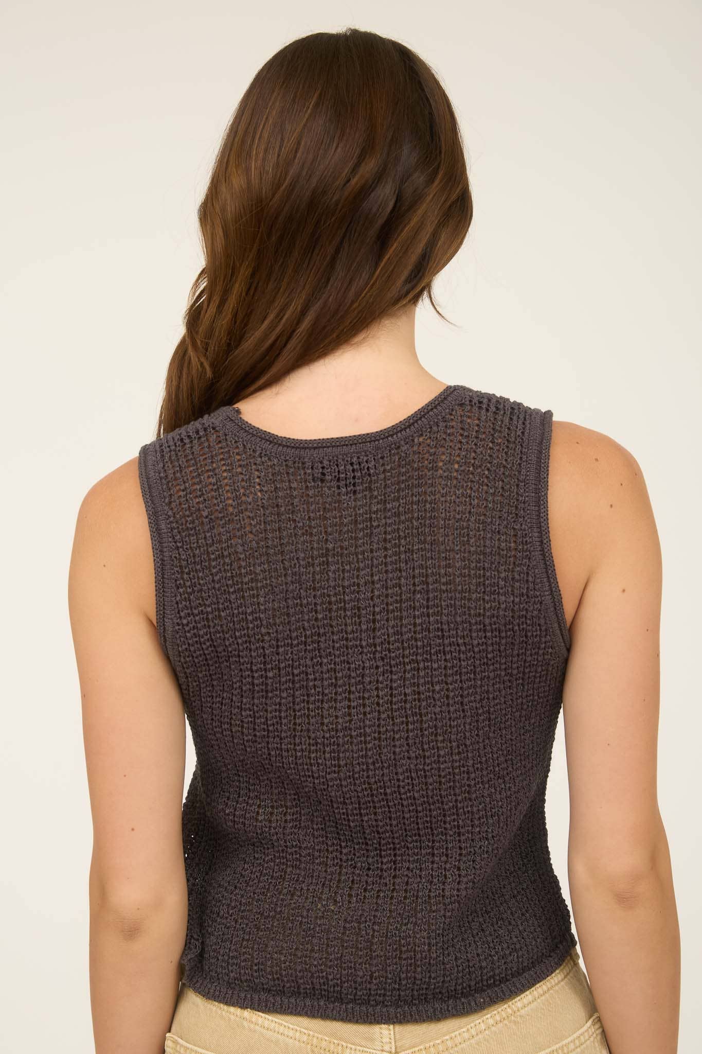 Blu Pepper - Wholesale Outerwear Vest - Women's - V NECK FRONT BUTTON CROCHET KNIT VEST26