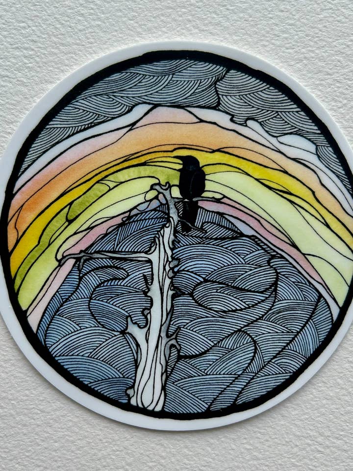 Klistermärke - Regnbågssvartfågel för wholesale av Mattie Rose Art