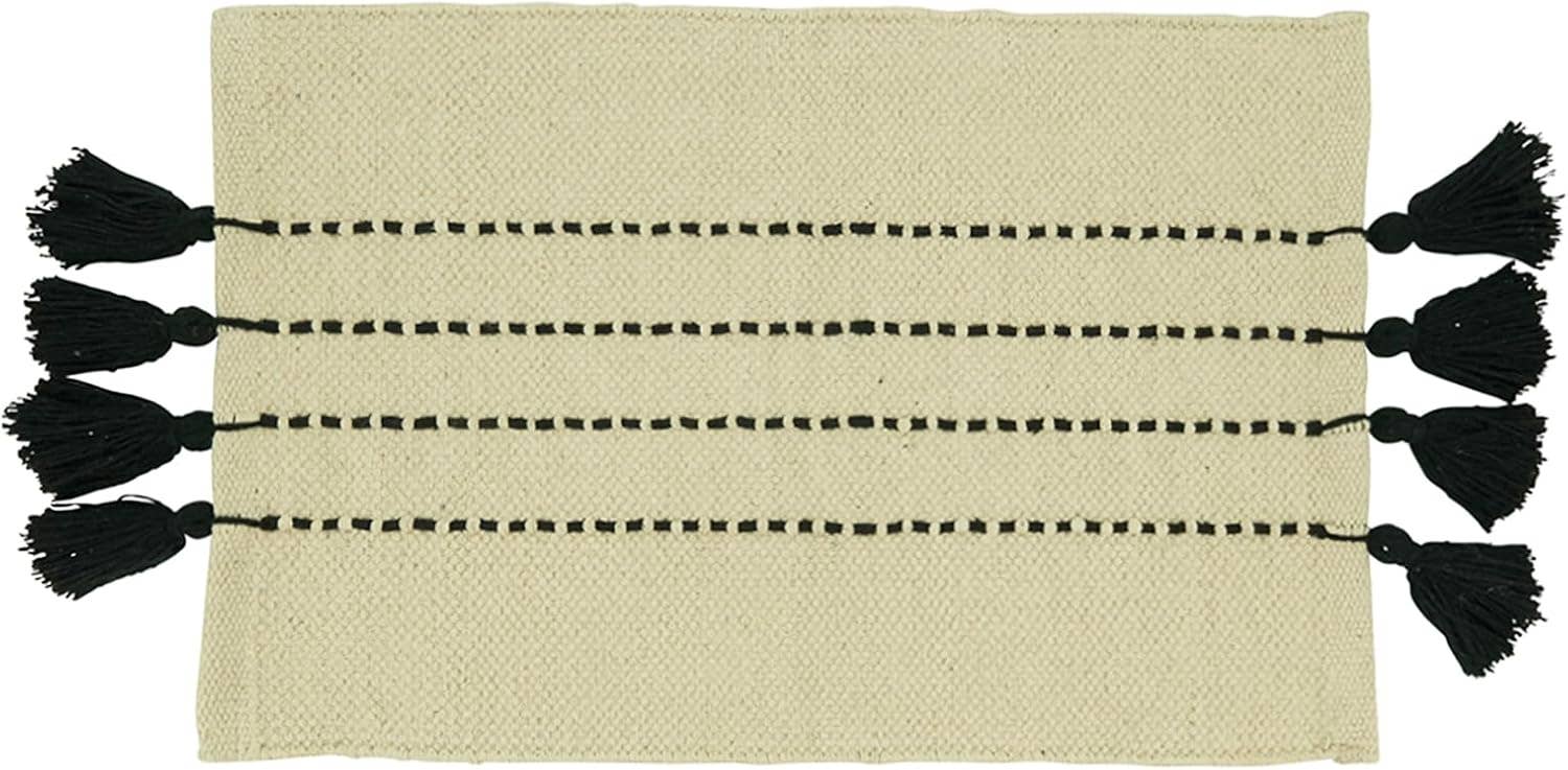 Fennco Styles - Wholesale Placemat - Stitched Natural Cotton 14"X20" Placemat with Tassels 1