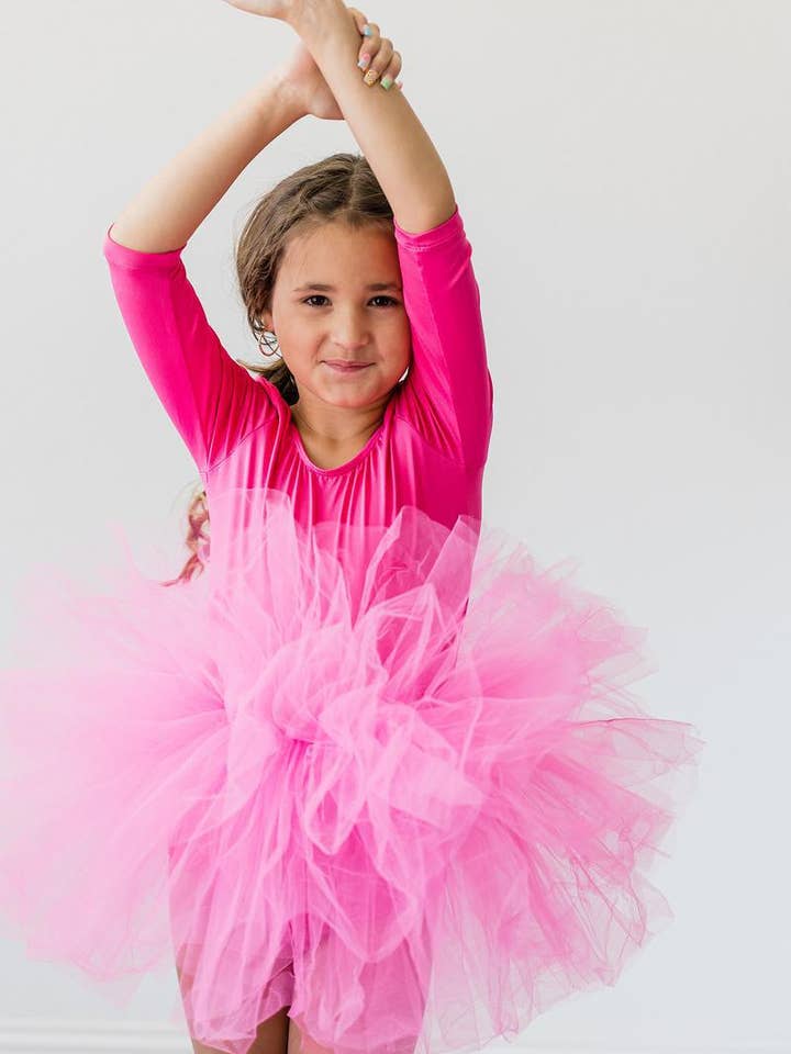 Hot Pink 3/4 Tutu Leotard for wholesale by Mila & Rose