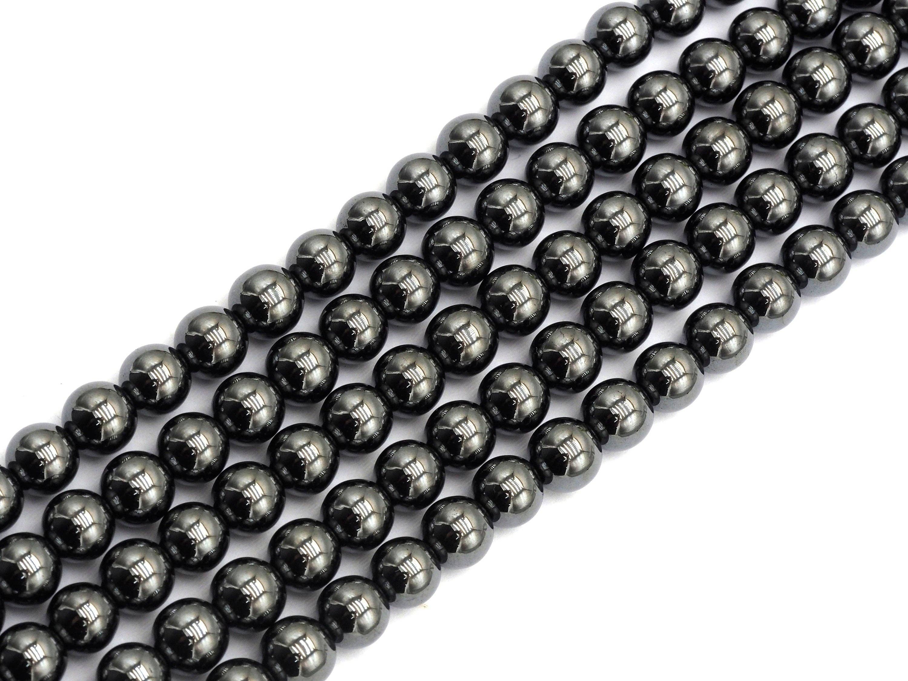 BestBeads&Beyond - Wholesale Beads - High Quality Natural Dark Gray Hematite Beads- Round Smooth Gemstone Beads-2mm/3mm/4mm/6mm/8mm/10mm/12mm-Metallic dark Grey Beads, SKU#S119