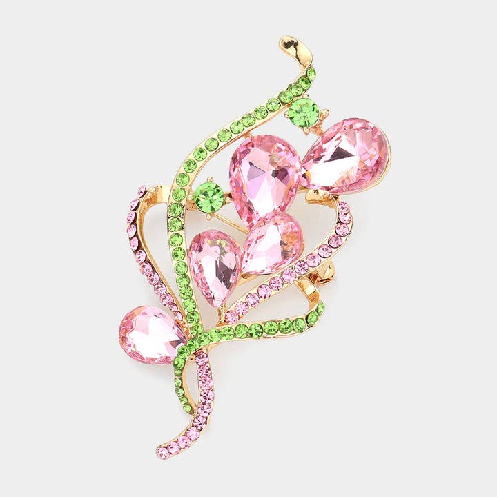 Rhinestone Pave Glass Stone Embellished Brooch
 for wholesale by Sensibling Corp.