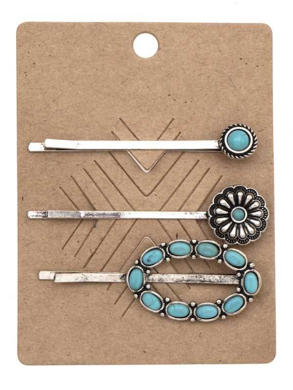 OVAL FRAMED GEM HAIR PIN SET SH0131 for wholesale by anbfashion