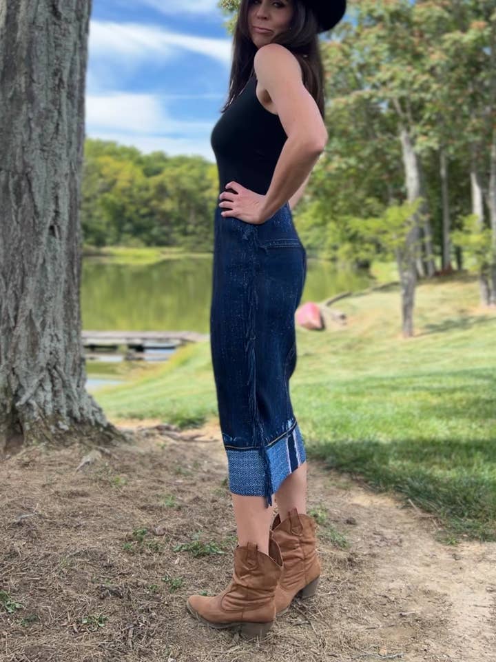 Saia Plissado Denim Look por atacado de Ellyndale