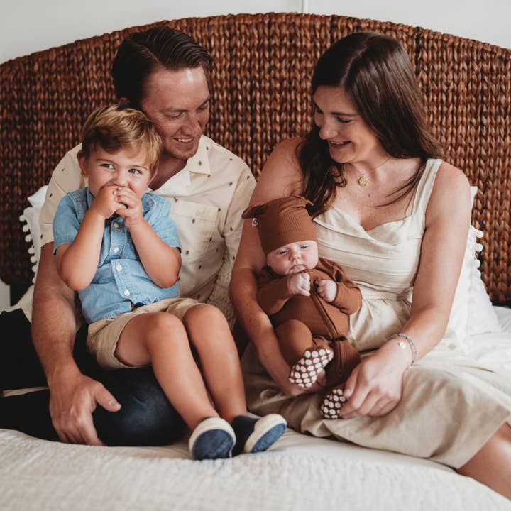 Mother Earth Brown Bamboo Baby Romper 2 Piece Set for wholesale on Faire6