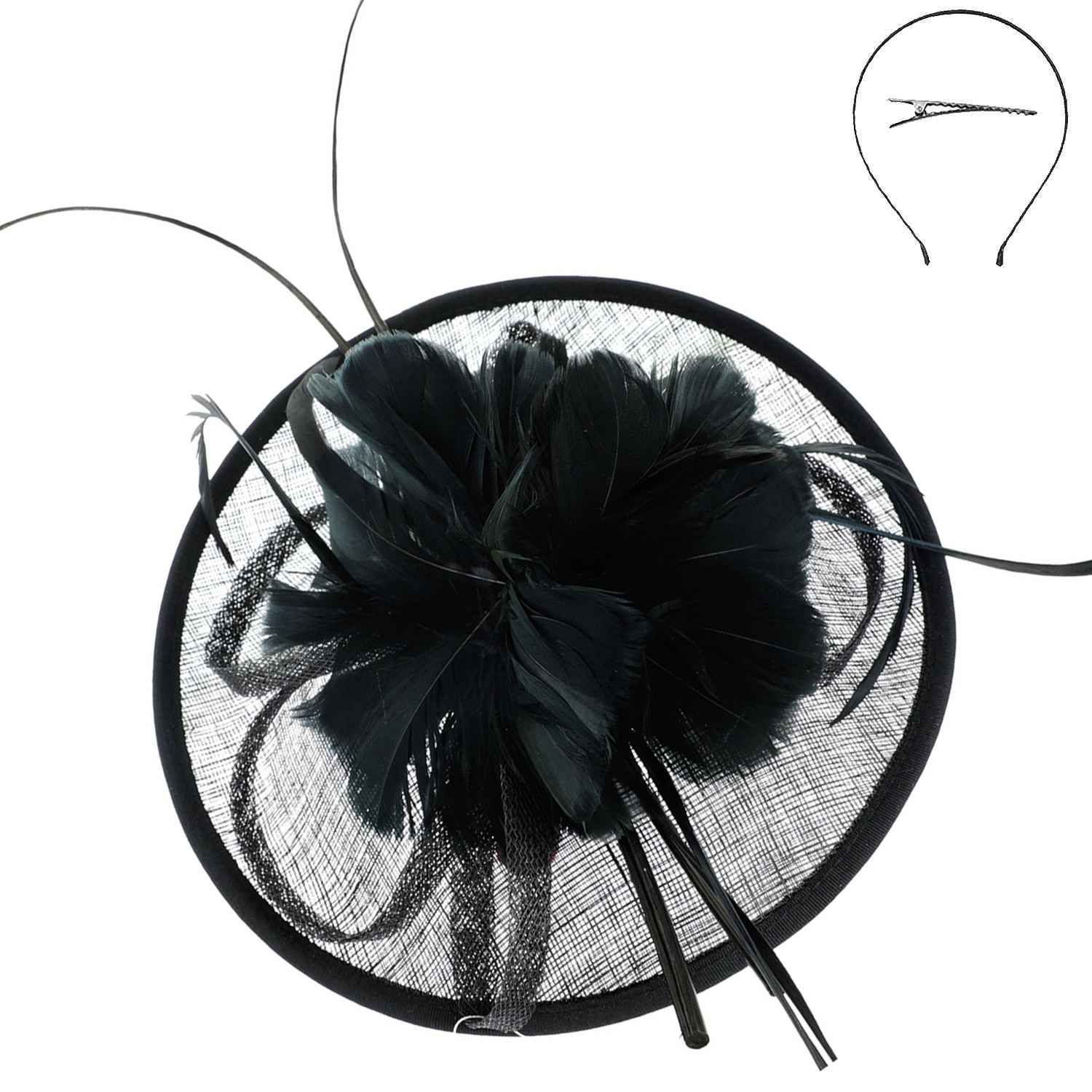 SP Sophia Collection - Wholesale Fascinator Hat - Women's - Feather Flower Sinamay Mesh Fascinator5