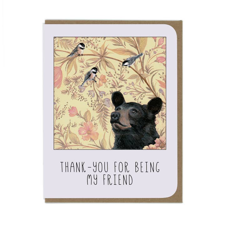 Tack Bear Card för wholesale av Amy Rose Moore Illustration