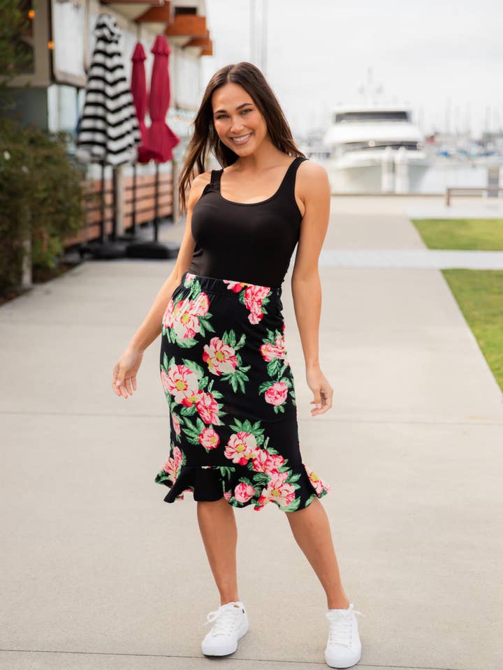 Tickled Teal - Vente Jupe – femme - Jupe crayon à motif à ourlet volanté4