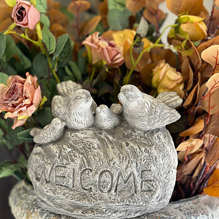 Vagabond Vintage - Wholesale Outdoor Sign - Cement Birds Statue Welcome Sign