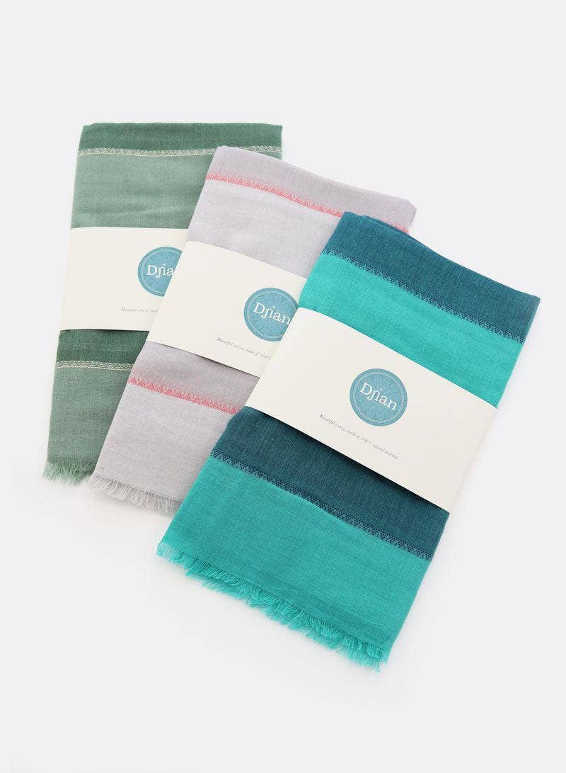 Djian - Wholesale Scarf - Women's - Scarf 100% Organic Cotton / Big Stripes – gray / pink2