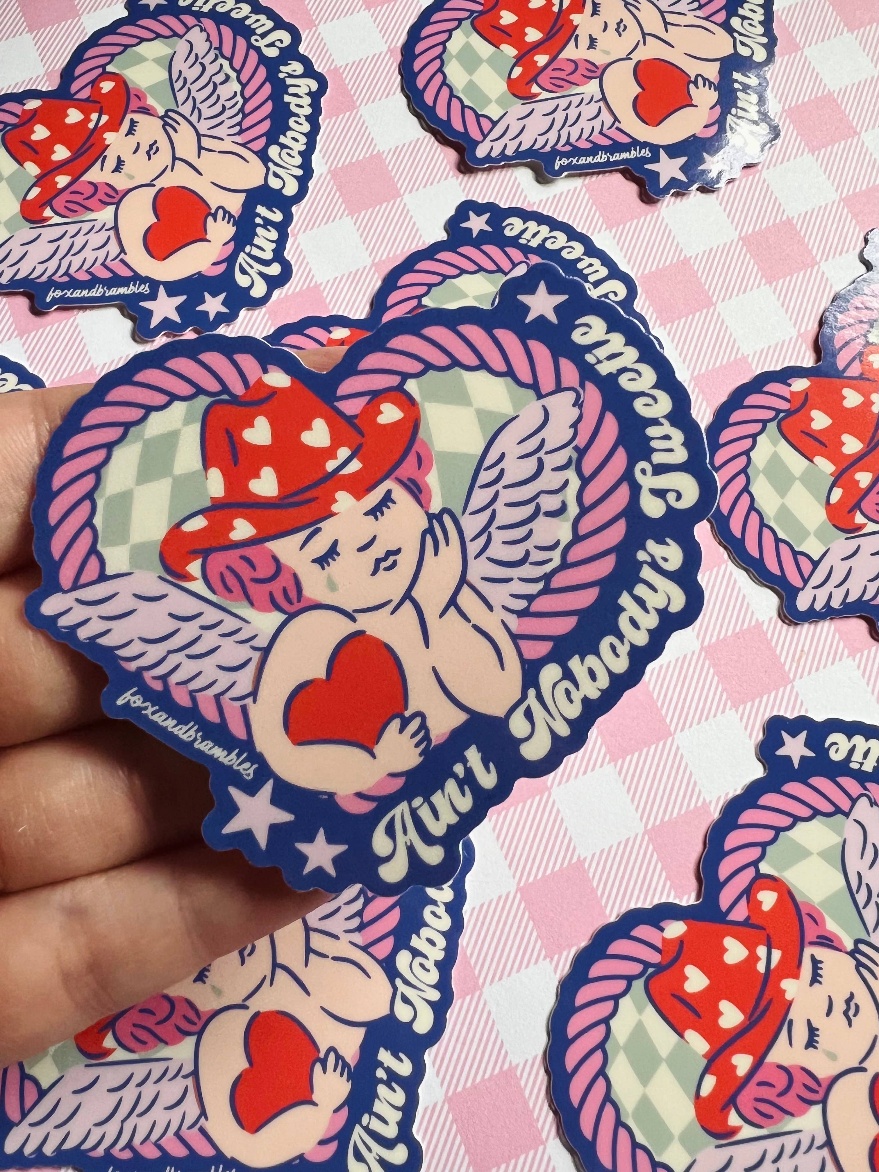 Fox and Brambles - Wholesale Sticker - Nobody’s Sweetie Cowboy Cupid Anti-Valentine Sticker3