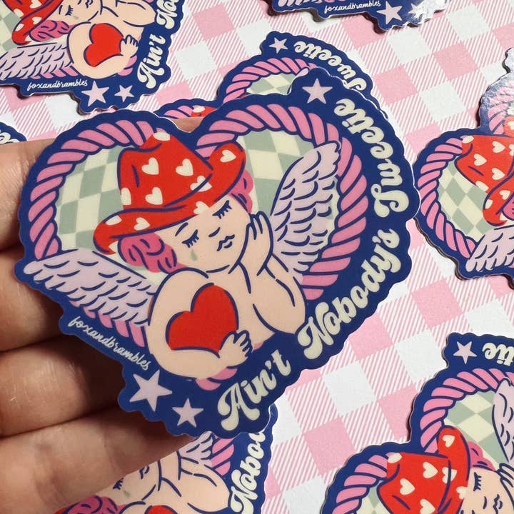 Fox and Brambles - Wholesale Sticker - Nobody’s Sweetie Cowboy Cupid Anti-Valentine Sticker3