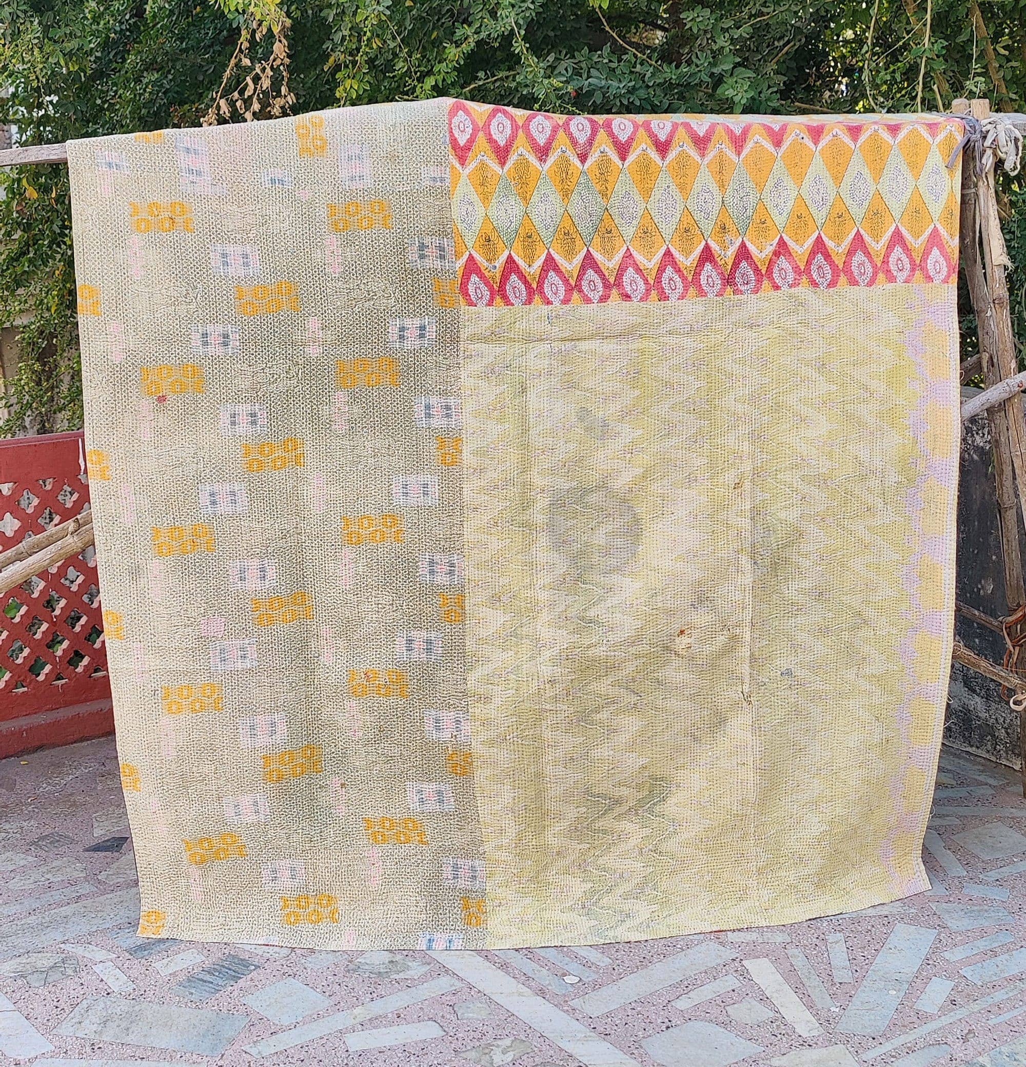 Bhawana Handicrafts - Wholesale Quilt - Bohemian Patchwork Kantha Handmade Vintage King Bedspread5
