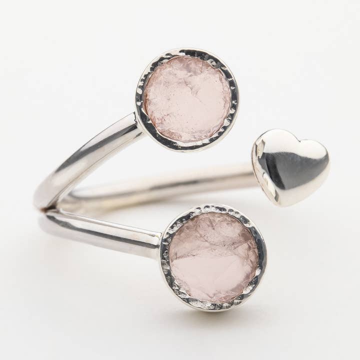Rose Quartz Raw Crystal Ring, Adjustable Ring - Dau for wholesale by Koko
