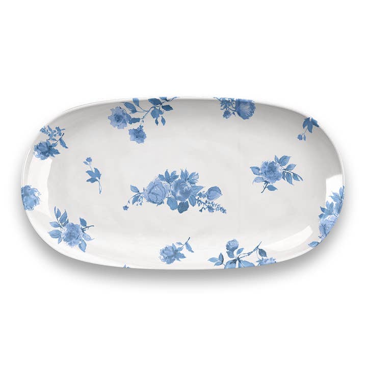 Cottage Blue Floral Platter,Small, 12.9”x 6.9”. 50% off for wholesale by TarHong