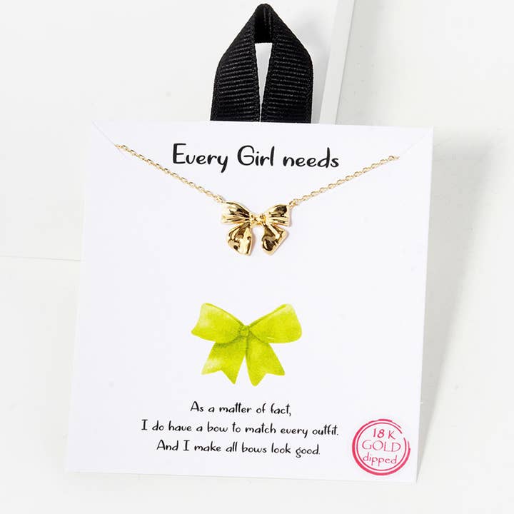 Gold Every Girl needs Ribbon Bow Necklace for wholesale on Faire