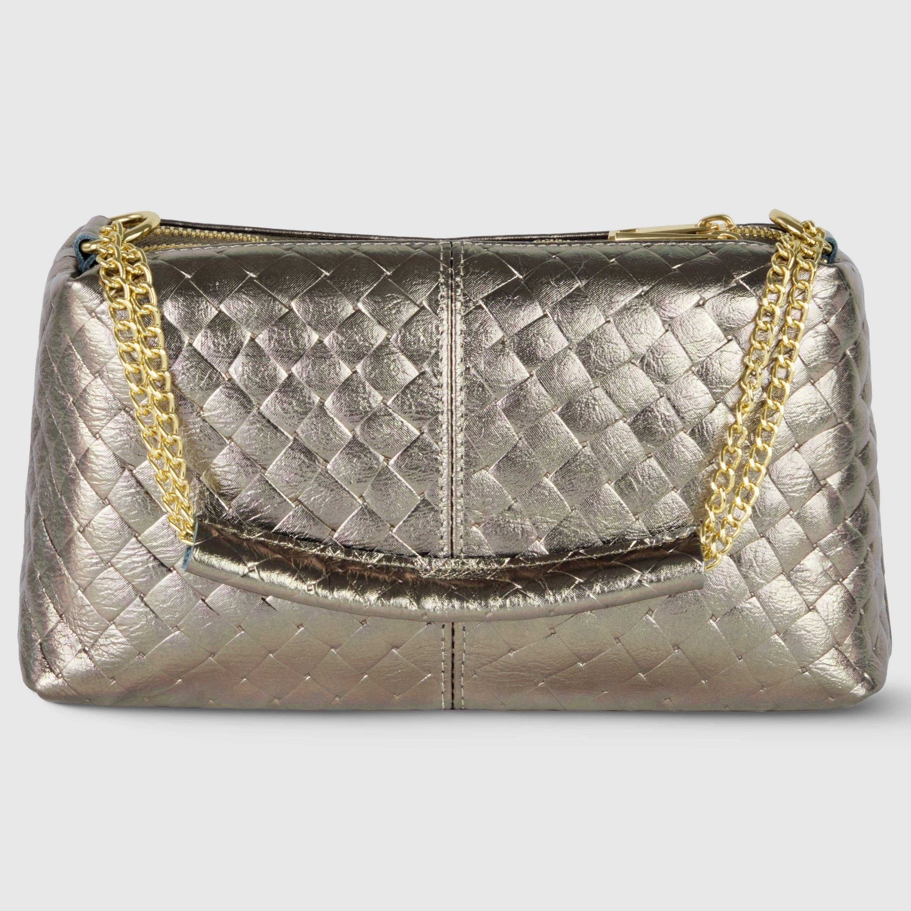 TAKEASY - Wholesale Shoulder Bag - Women's - Weave Metallic Suede Leather Crossbody Bag5